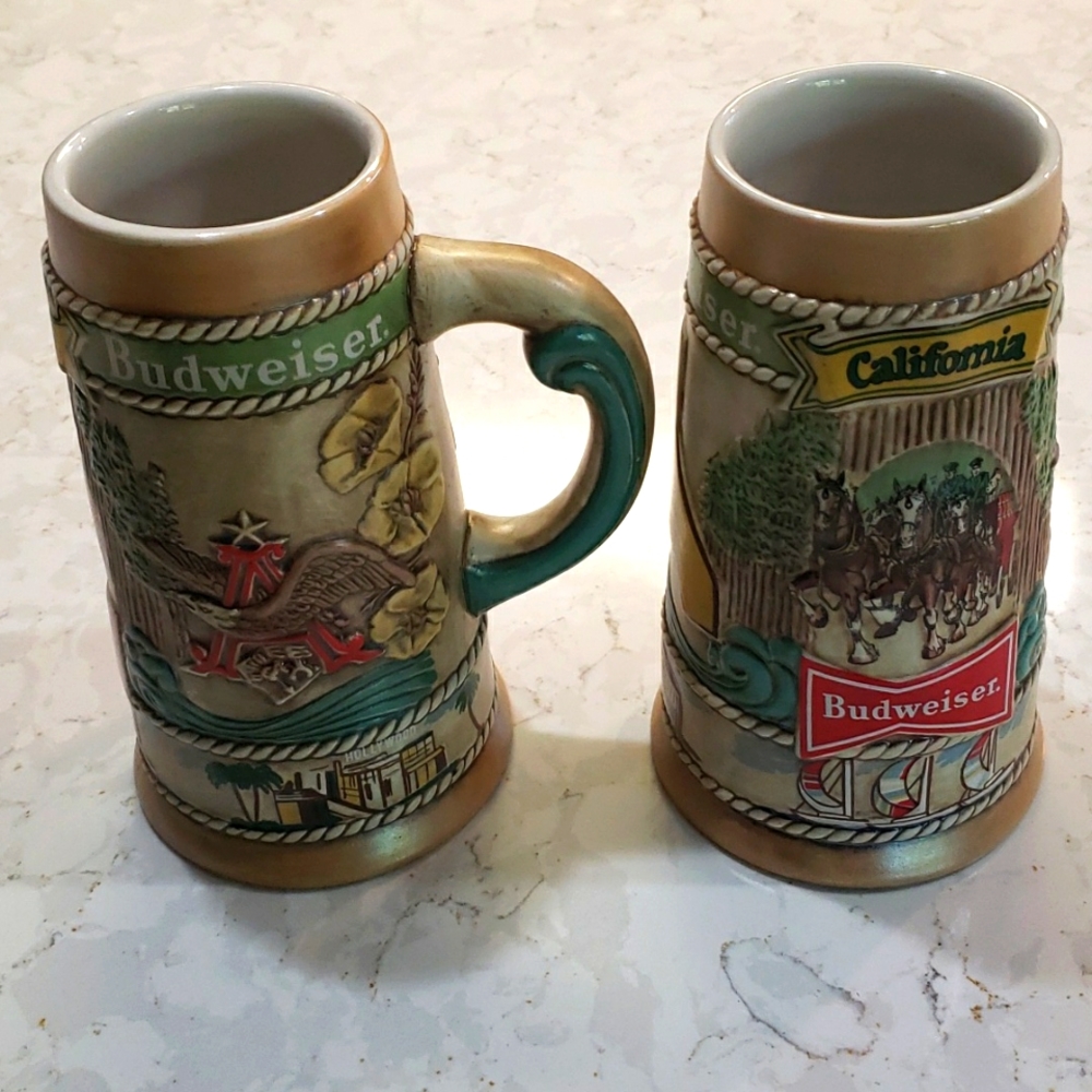 Budweiser Holiday beer stein.  Set of 2